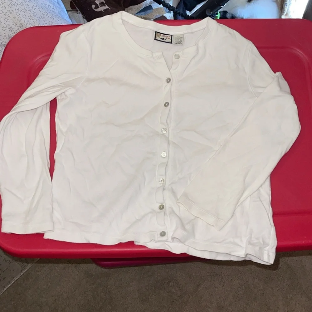 Caribbean Joe white button up cardigan like top - Picture 7 of 8